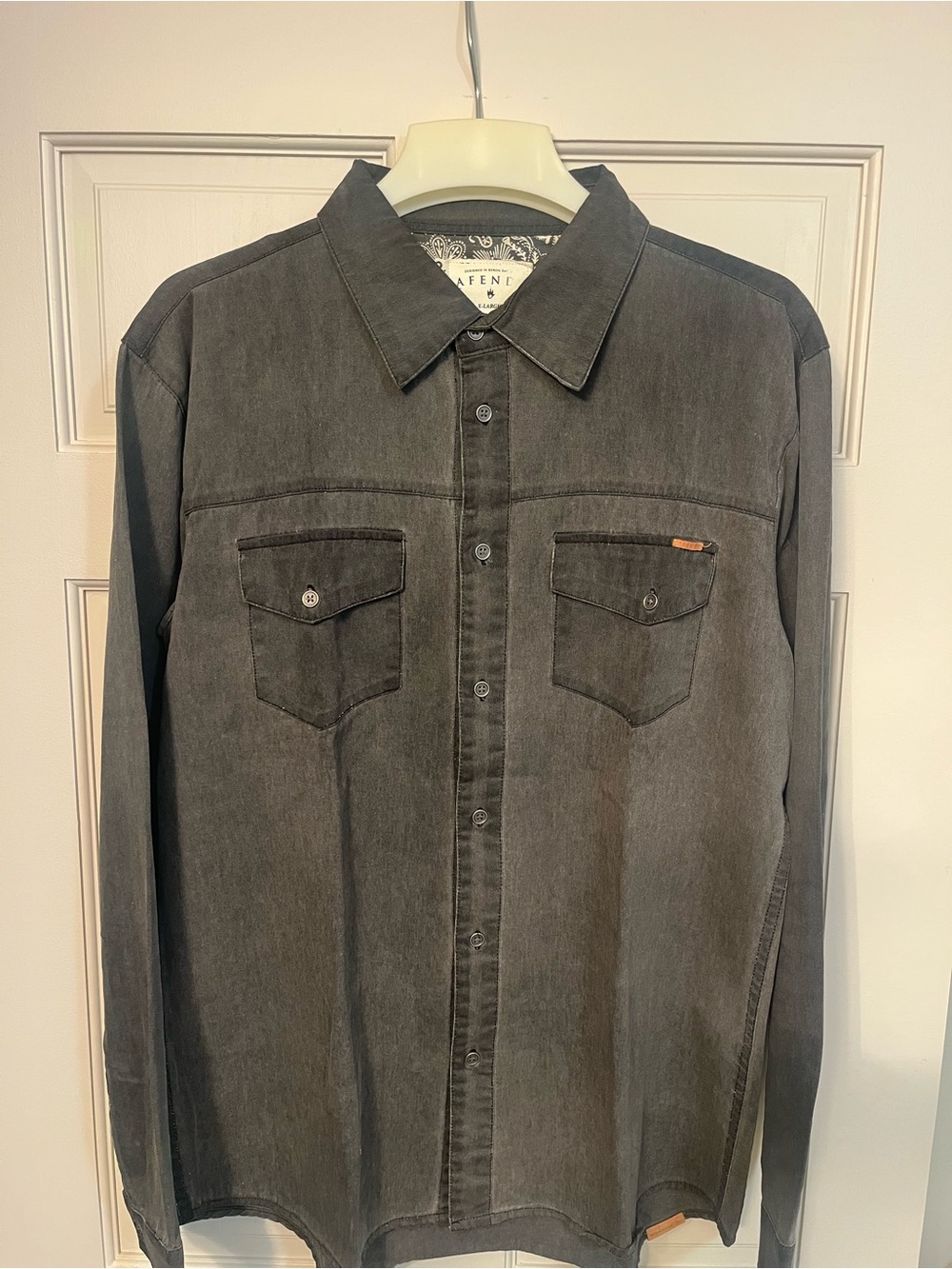 Afends Men's Charcoal Washed Button-Down Shirt